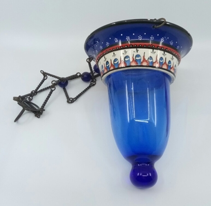 Büyük Mavi Kandil Seramik Lamba resmi
