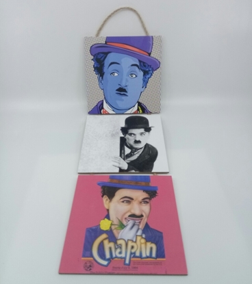 Poster , Askılı 3 Tahta Parça( Chaplin ) resmi