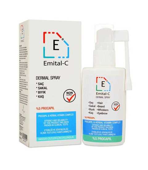 Emital-C Sprey 60 ml Saç Sakal Bıyık ve Kaş Dökülmesine Karşı Bitkisel Bakım Spreyi resmi